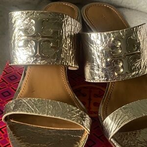 Tory Burch Metallic Gold Wedge Size 8 US